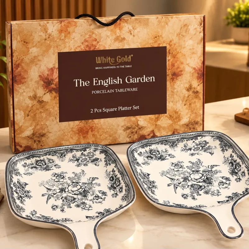 White gold 2 pc square platter