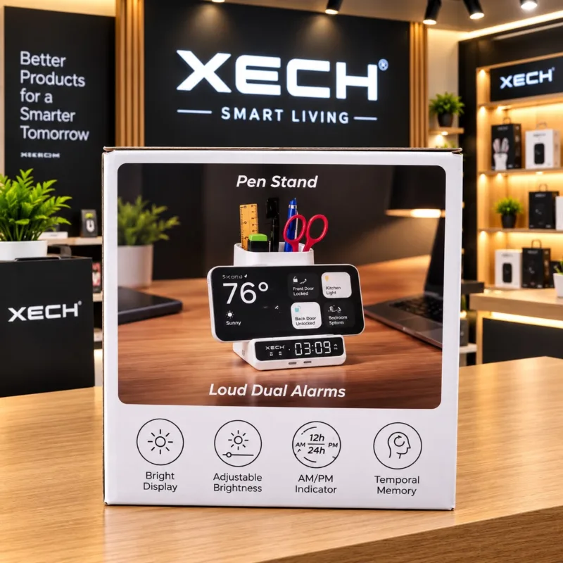 XECH MULTI CHARGER  ALARM CLOCK WITH PEN STAND
