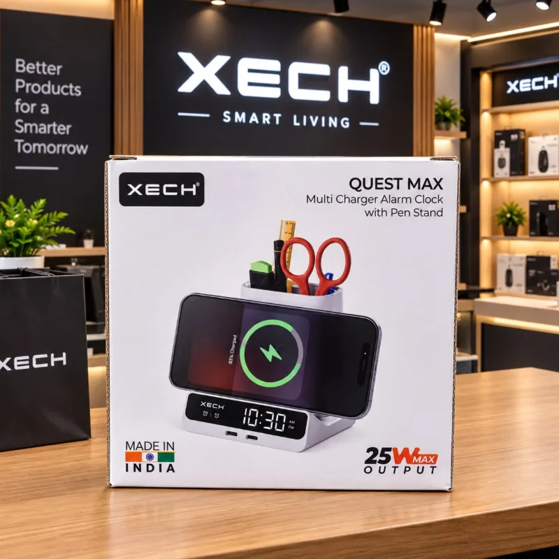 XECH MULTI CHARGER  ALARM CLOCK WITH PEN STAND — view 3