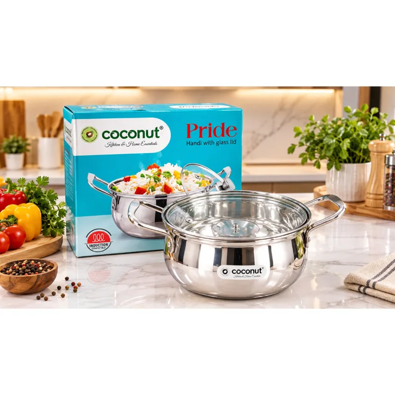 Coconut pride handi with glass lid
