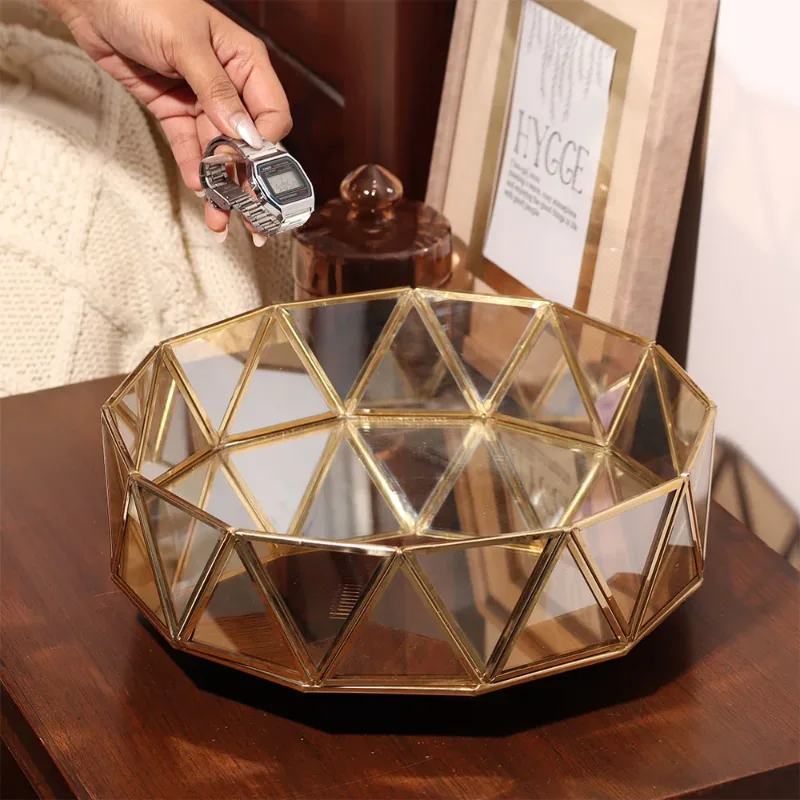 ESQ Living Kona Glass Turntable Tray - Gold
