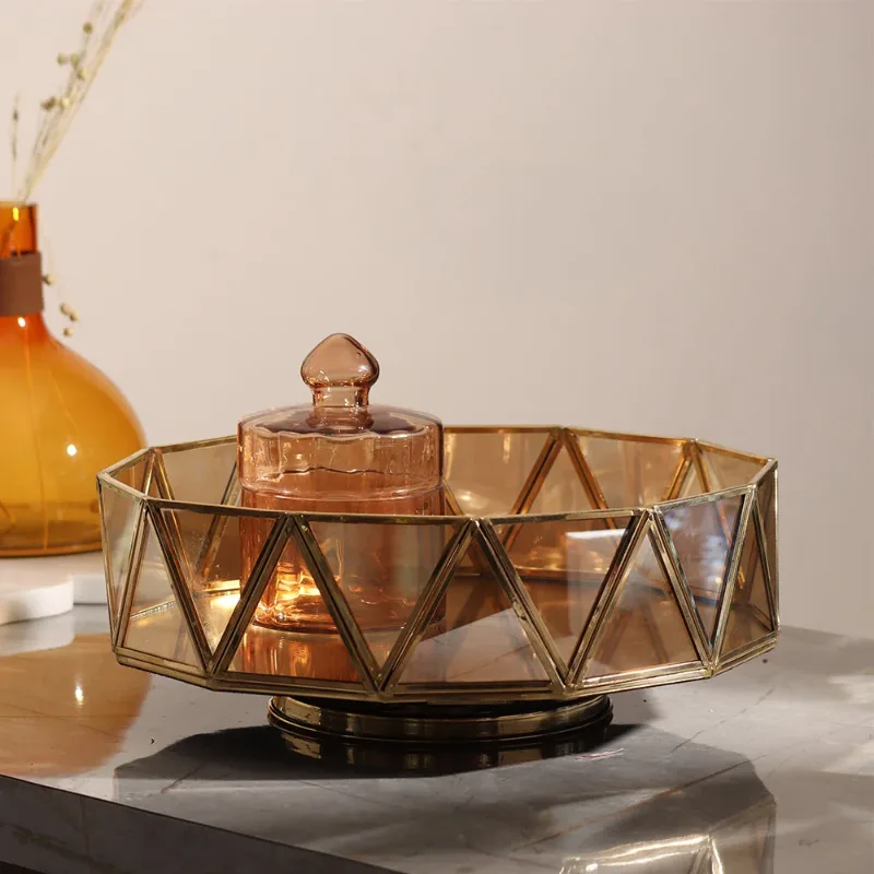 ESQ Living Kona Glass Turntable Tray - Gold — view 3