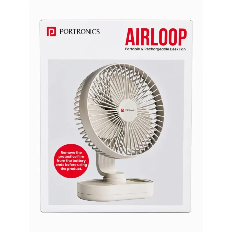 PORTRONICS AIRLOOP PORTABLE RECHARGEABLE DESK FAN