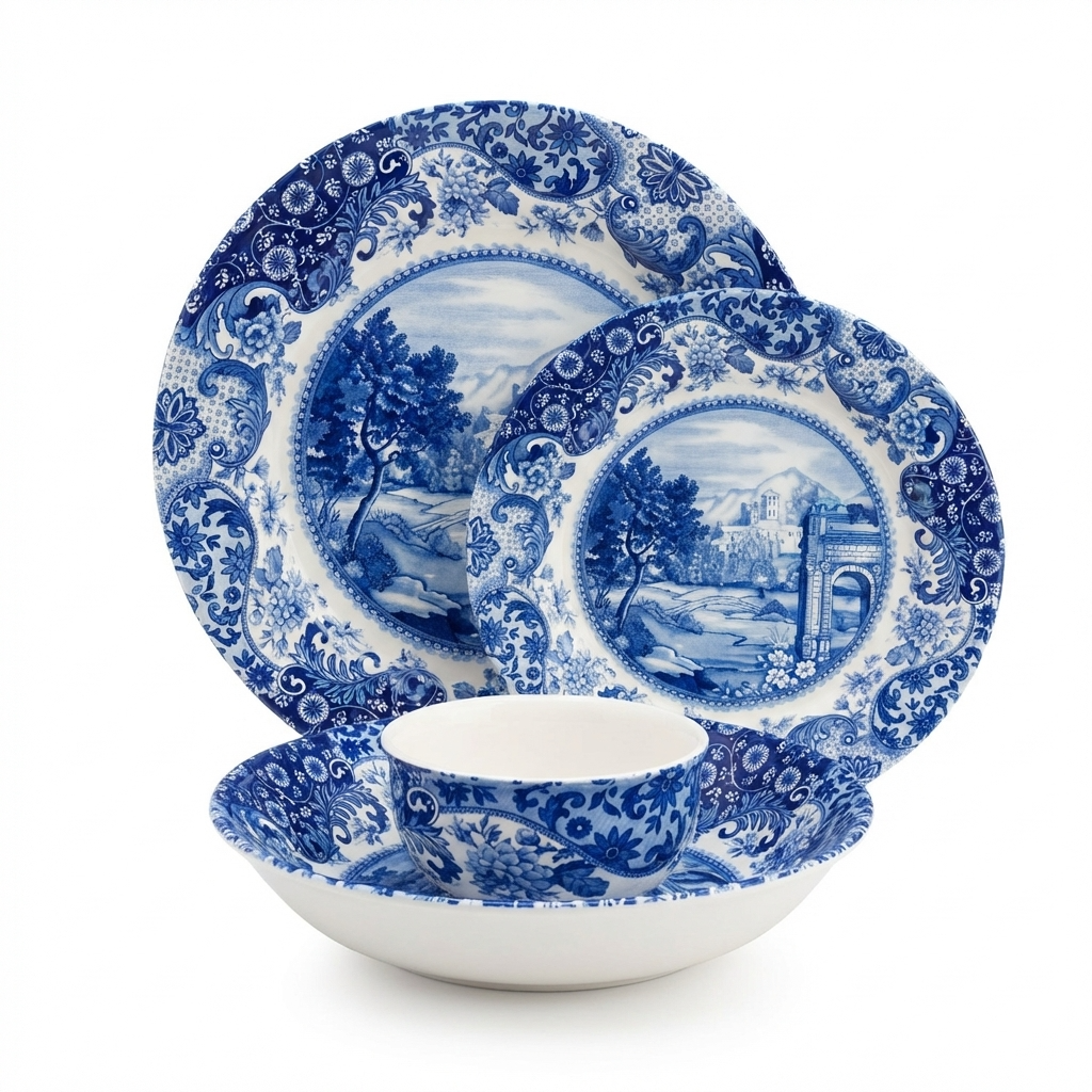 Blue Dinner Set Rome 28 Pcs Porcelain