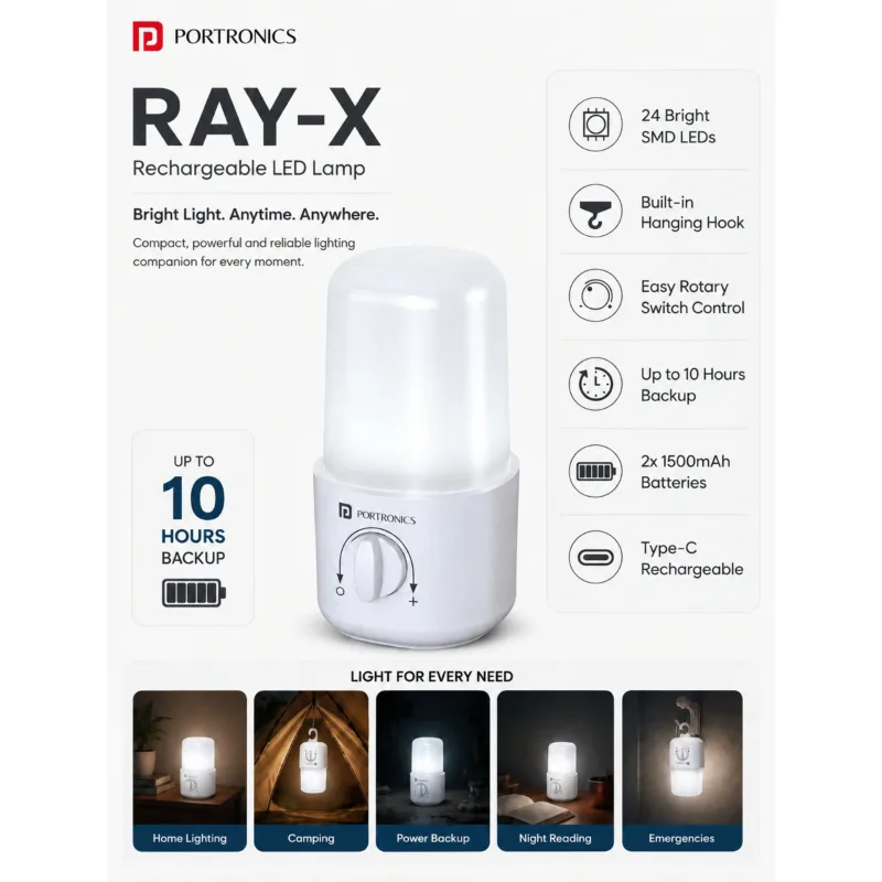 Portronics Ray -x recharge led lamp — view 2
