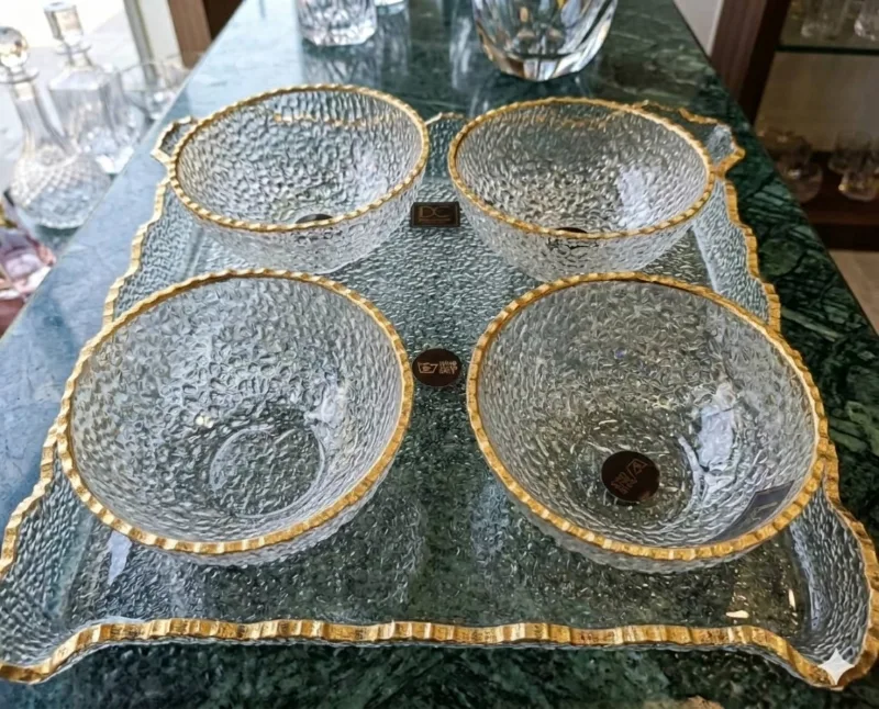 Glass Bowl 4pcs Set with Tray