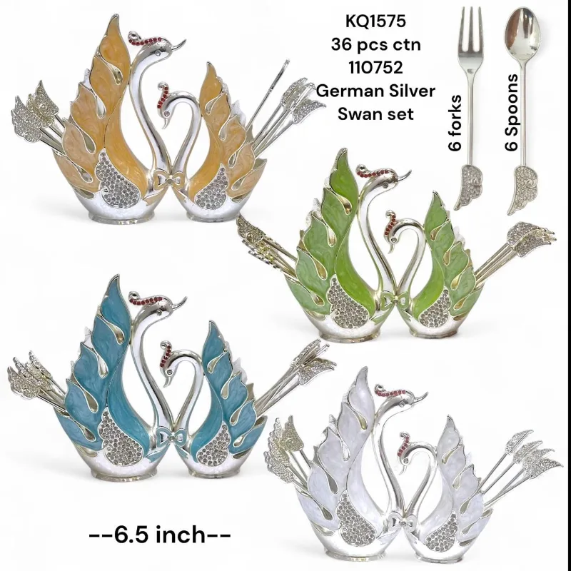 German Silver Twin Swan Spoon Stand