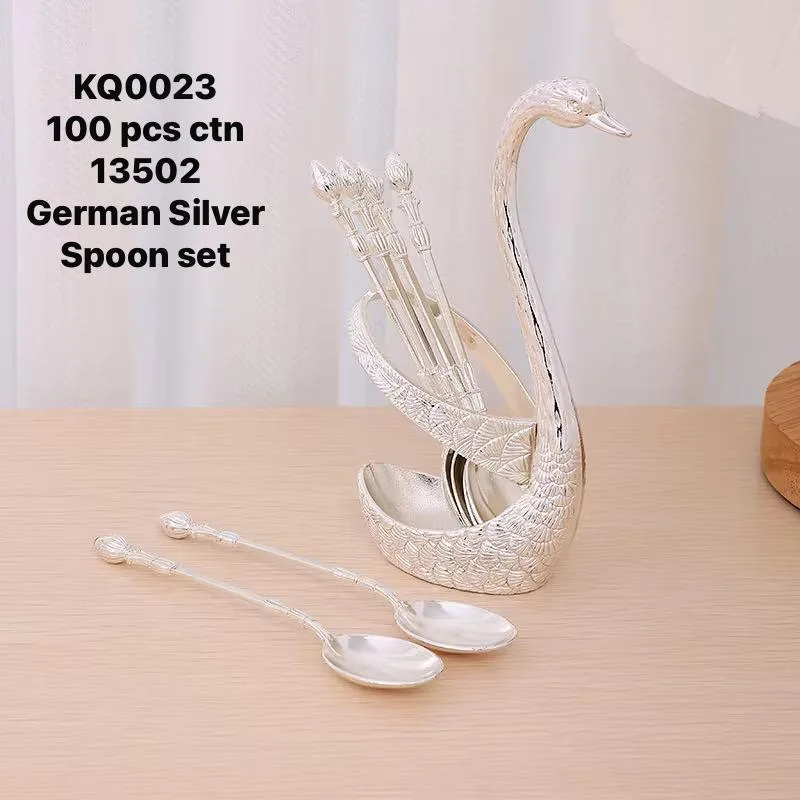 German Silver Plated Swan Fork Stand