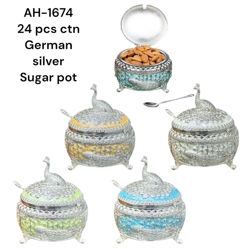German Silver Candy Pot White