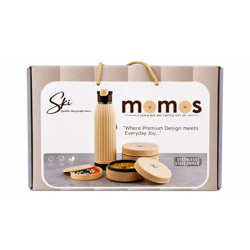 Nakoda momos gift set of 3 pcs stainless steel inner