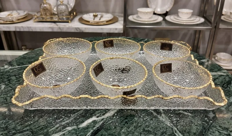 Glass Bowl 6pcs Set with Tray