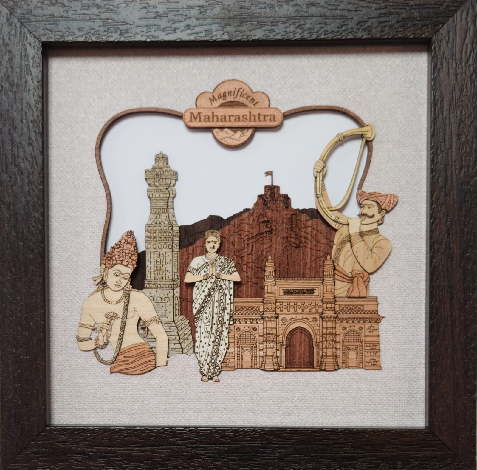 Maharashtra State Wood Art Frame 8 x 8 inch