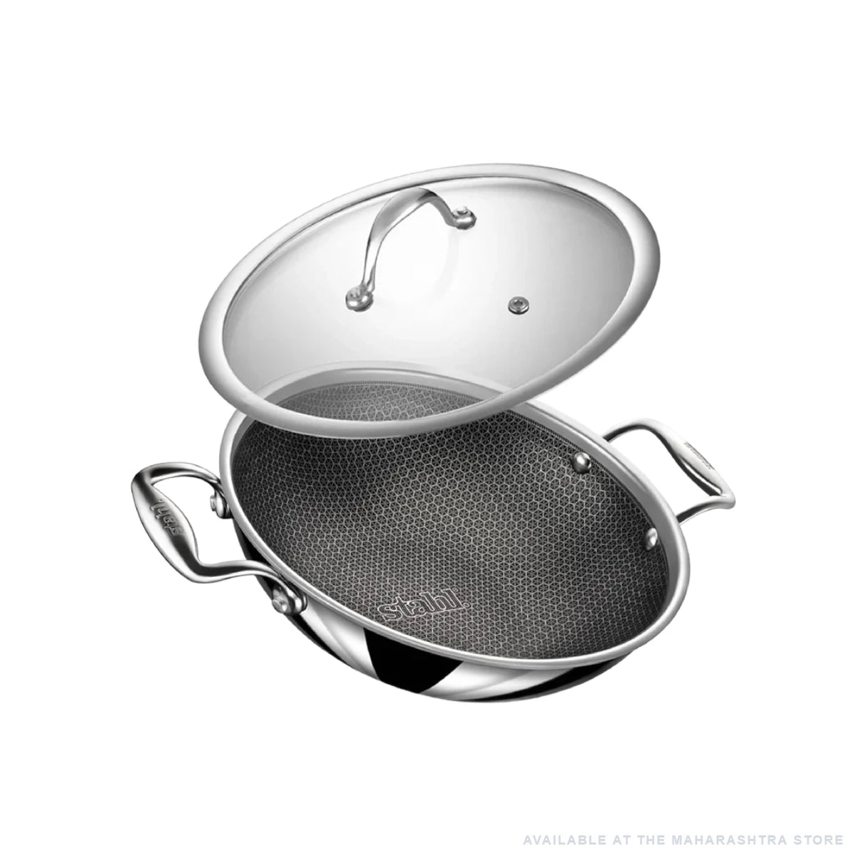 Stahl Triply Stainless Steel Artisan Hybrid Kadhai with Lid