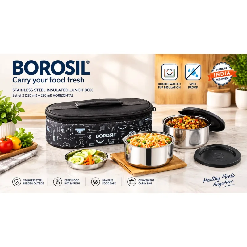Borosil Stainless Steel Insulated lunch box