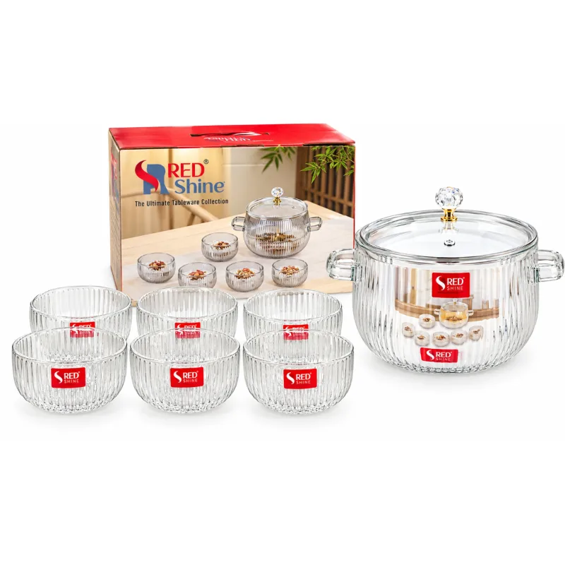 Red shine bowl set of 7 pc