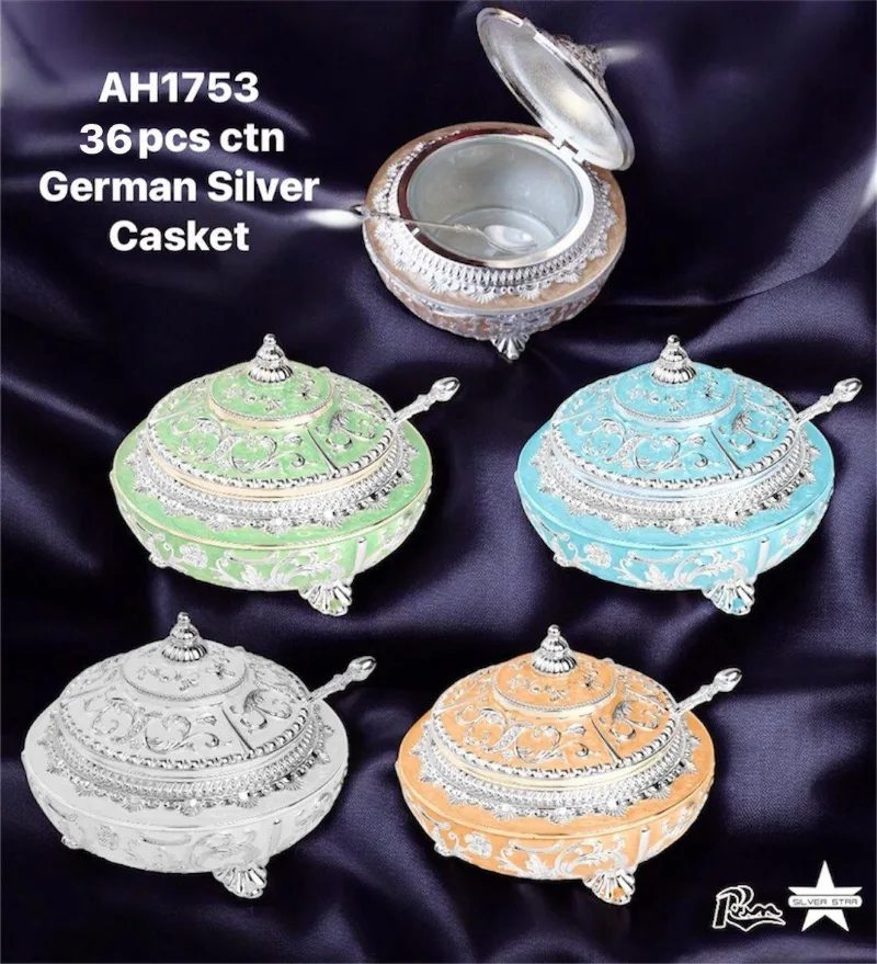 German Silver Peacock Candy Bowl