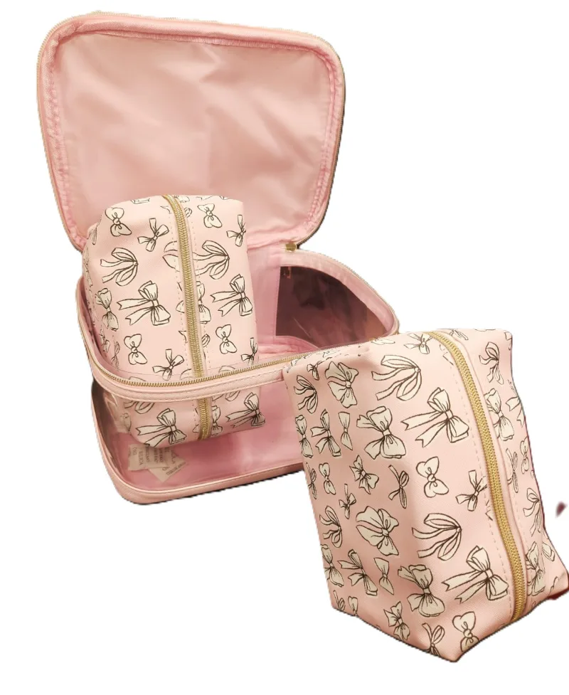 DYSHAYEN Clear Makeup Bag Set - Pink Bows — view 2
