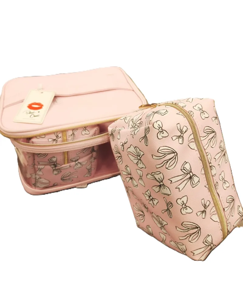 DYSHAYEN Clear Makeup Bag Set - Pink Bows